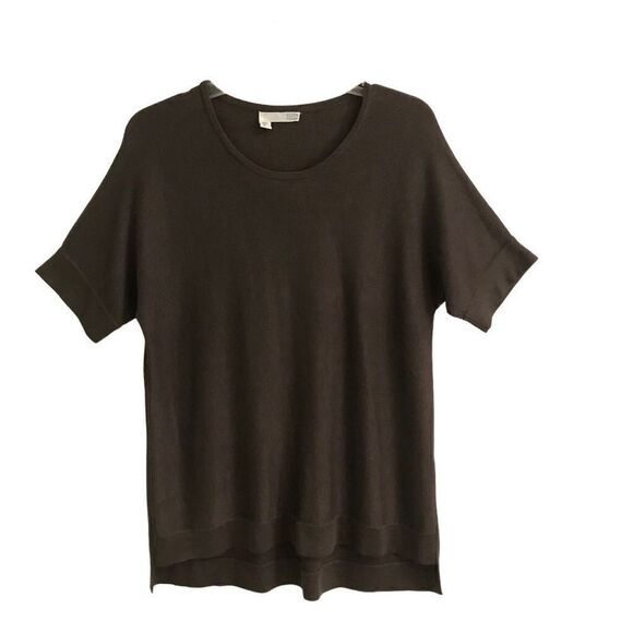 Eileen Fisher oversized chocolate brown knit round neck high-low sweater XS - Picture 1 of 8